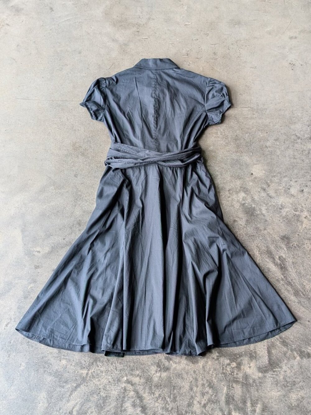 Vintage Ralph Lauren Black Button Front Tie Waist Midi Shirt Dress size 6 - Picture 9 of 9